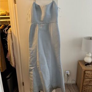 Amsale Light Blue Spaghetti Strap Dress